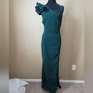 Womens Formal‎ Dress Emeral Green Classic Look Wedding Prom High Slit Sz XL